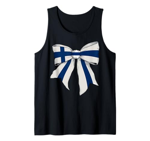 Finnland Finnland Pride Flagge Mädchen Kokette Schleife Band Tank Top von Womens Coquette Bow Finland Heritage Flag Gifts