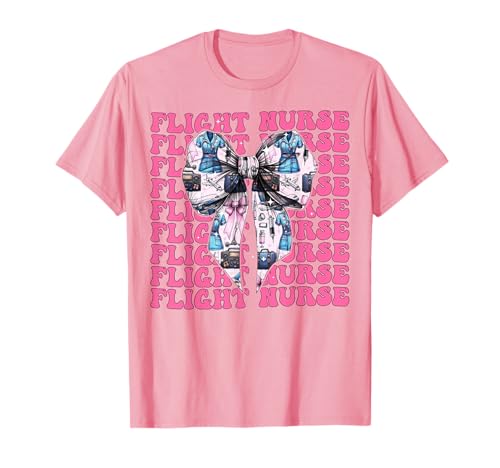 Flug Krankenschwester Krankenpflege Flug Sanitäter Sanitäter Mädchen Kokette T-Shirt von Womens Coquette Bow Flight Nurse Nursing Gifts