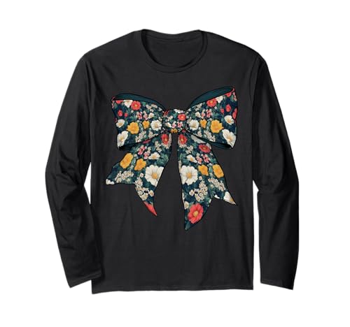 Florales Muster Blumen Mädchen Kokette Schleife Band Hippie Langarmshirt Florales Muster Blumen Mädchen Kokette Schleife Band Hippie Langarmshirt von Womens Coquette Bow Floral Pattern Flower Gifts