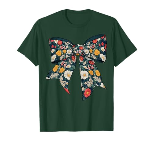 Florales Muster Blumen Mädchen Kokette Schleife Band Hippie T-Shirt Florales Muster Blumen Mädchen Kokette Schleife Band Hippie T-Shirt von Womens Coquette Bow Floral Pattern Flower Gifts