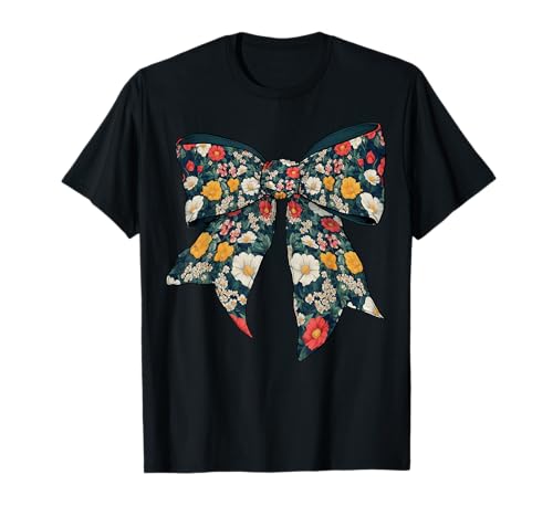 Florales Muster Blumen Mädchen Kokette Schleife Band Hippie T-Shirt Florales Muster Blumen Mädchen Kokette Schleife Band Hippie T-Shirt von Womens Coquette Bow Floral Pattern Flower Gifts