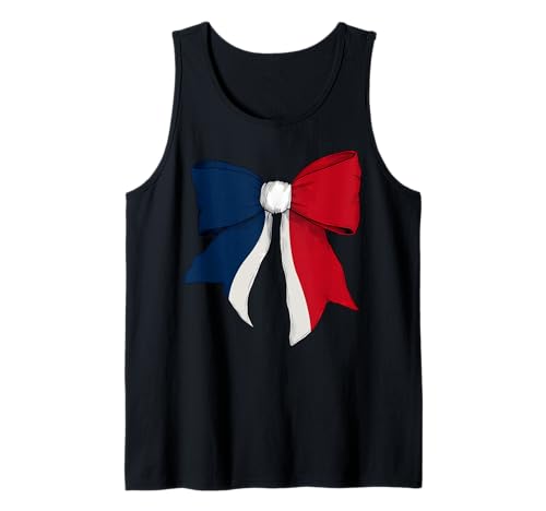 Schleifenband mit französischer Flagge für Mädchen Tank Top von Womens Coquette Bow France Heritage Flag Gifts