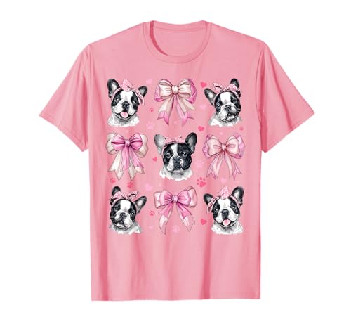 Französische Bulldogge Frenchie Hund Mama Mädchen Kokette Schleife Rosa T-Shirt Französische Bulldogge Frenchie Hund Mama Mädchen Kokette Schleife Rosa T-Shirt von Womens Coquette Bow French Bulldog Frenchie Gifts