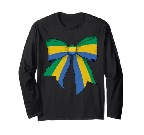 Gabun Gabunesische Flagge Mädchen Kokette Schleife Band Langarmshirt Gabun Gabunesische Flagge Mädchen Kokette Schleife Band Langarmshirt von Womens Coquette Bow Gabon Heritage Flag Gifts