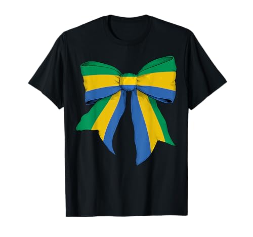 Gabun Gabunesische Flagge Mädchen Kokette Schleife Band T-Shirt Gabun Gabunesische Flagge Mädchen Kokette Schleife Band T-Shirt von Womens Coquette Bow Gabon Heritage Flag Gifts