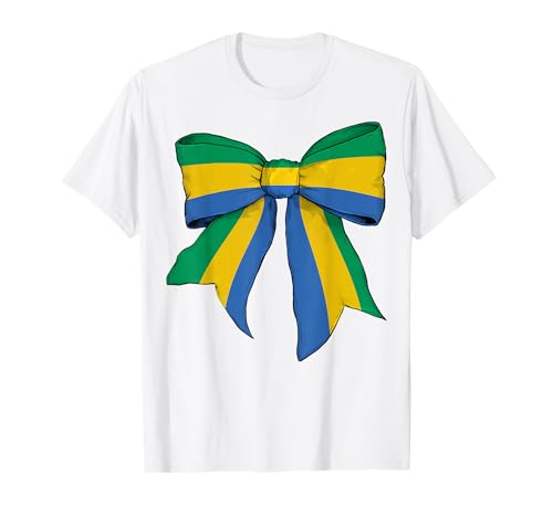 Gabun Gabunesische Flagge Mädchen Kokette Schleife Band T-Shirt Gabun Gabunesische Flagge Mädchen Kokette Schleife Band T-Shirt von Womens Coquette Bow Gabon Heritage Flag Gifts