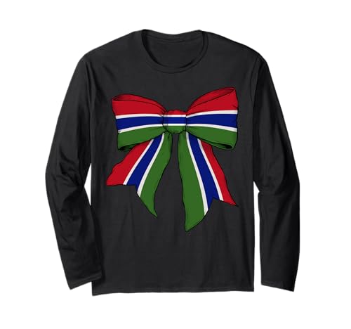 Kokettenschleifenband mit gambischer Flagge für Mädchen Langarmshirt von Womens Coquette Bow Gambia Heritage Flag Gifts