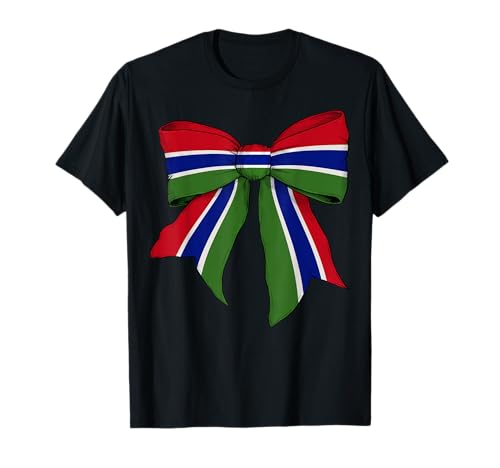 Kokettenschleifenband mit gambischer Flagge für Mädchen T-Shirt Kokettenschleifenband mit gambischer Flagge für Mädchen T-Shirt von Womens Coquette Bow Gambia Heritage Flag Gifts