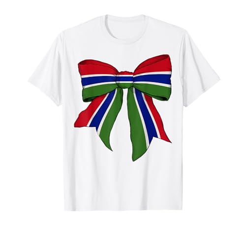 Kokettenschleifenband mit gambischer Flagge für Mädchen T-Shirt von Womens Coquette Bow Gambia Heritage Flag Gifts