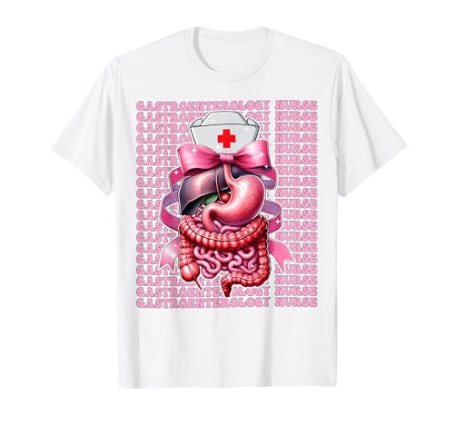 Gastroenterologie Krankenschwester Endoskopie Krankenschwester GI Krankenschwester Mädchen T-Shirt von Womens Coquette Bow Gastroenterology Nurse Gifts