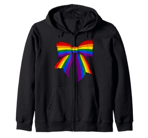 Gay Pride Regenbogen-Flagge LGBTQ Mädchen Kokette Schleife Kapuzenjacke Gay Pride Regenbogen-Flagge LGBTQ Mädchen Kokette Schleife Kapuzenjacke von Womens Coquette Bow Gay Pride LGBTQ Gifts