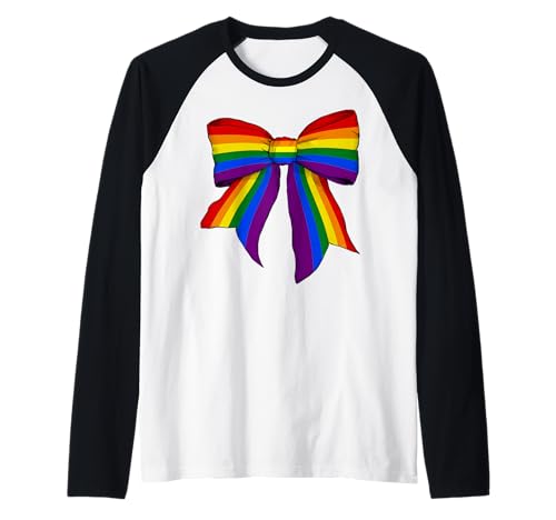 Gay Pride Regenbogen-Flagge LGBTQ Mädchen Kokette Schleife Raglan Gay Pride Regenbogen-Flagge LGBTQ Mädchen Kokette Schleife Raglan von Womens Coquette Bow Gay Pride LGBTQ Gifts