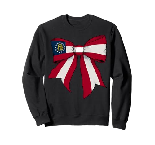 Kokettenschleifenband für Mädchen, Flagge des Bundesstaates Georgia Sweatshirt Kokettenschleifenband für Mädchen, Flagge des Bundesstaates Georgia Sweatshirt von Womens Coquette Bow Georgia Heritage Flag Gifts