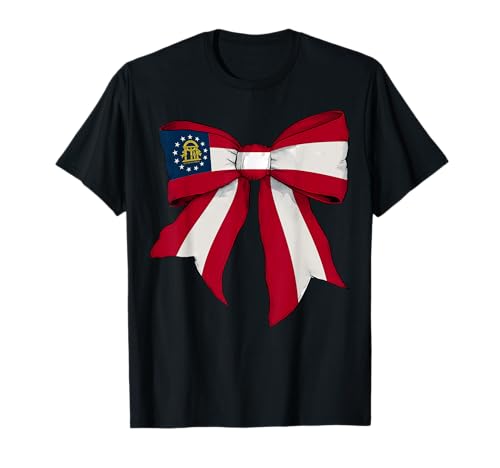Kokettenschleifenband für Mädchen, Flagge des Bundesstaates Georgia T-Shirt Kokettenschleifenband für Mädchen, Flagge des Bundesstaates Georgia T-Shirt von Womens Coquette Bow Georgia Heritage Flag Gifts