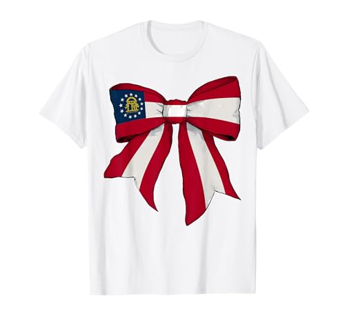 Kokettenschleifenband für Mädchen, Flagge des Bundesstaates Georgia T-Shirt Kokettenschleifenband für Mädchen, Flagge des Bundesstaates Georgia T-Shirt von Womens Coquette Bow Georgia Heritage Flag Gifts