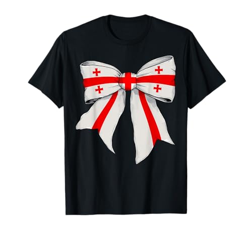 Kokettenschleifenband mit georgischer Flagge für Mädchen T-Shirt Kokettenschleifenband mit georgischer Flagge für Mädchen T-Shirt von Womens Coquette Bow Georgia Heritage Flag Gifts