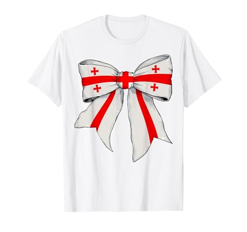 Kokettenschleifenband mit georgischer Flagge für Mädchen T-Shirt Kokettenschleifenband mit georgischer Flagge für Mädchen T-Shirt von Womens Coquette Bow Georgia Heritage Flag Gifts