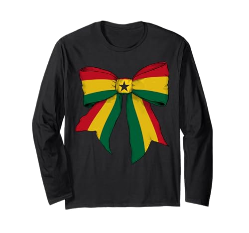 Ghanaische Ghanaische Pride-Flagge, Mädchen, Kokette Schleife Langarmshirt von Womens Coquette Bow Ghana Heritage Flag Gifts