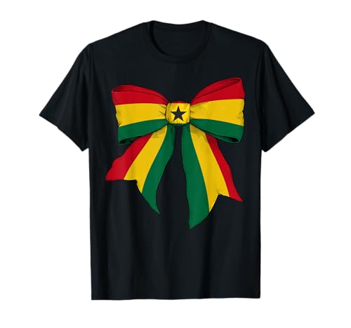 Ghanaische Ghanaische Pride-Flagge, Mädchen, Kokette Schleife T-Shirt von Womens Coquette Bow Ghana Heritage Flag Gifts