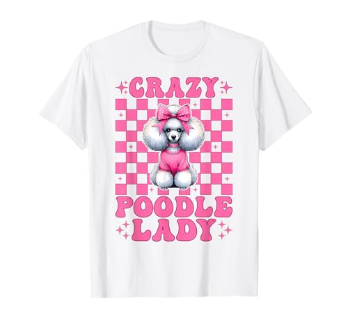 Crazy Poodle Dame Hund Mädchen Pudel Mama Kokette Schleife T-Shirt Crazy Poodle Dame Hund Mädchen Pudel Mama Kokette Schleife T-Shirt von Womens Coquette Bow Golden Retriever Dog Gifts