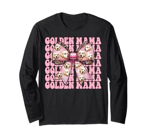 Golden Mama Golden Retriever Mama Hund Muttertag Kokette Langarmshirt Golden Mama Golden Retriever Mama Hund Muttertag Kokette Langarmshirt von Womens Coquette Bow Golden Retriever Dog Gifts