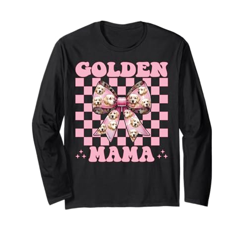 Golden Mama Golden Retriever Mama Hund Muttertag Kokette Langarmshirt von Womens Coquette Bow Golden Retriever Dog Gifts