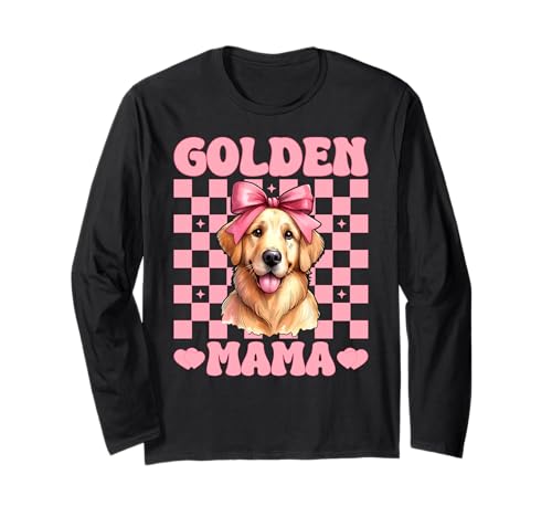 Golden Mama Golden Retriever Mama Hund Muttertag Kokette Langarmshirt Golden Mama Golden Retriever Mama Hund Muttertag Kokette Langarmshirt von Womens Coquette Bow Golden Retriever Dog Gifts