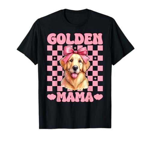 Golden Mama Golden Retriever Mama Hund Muttertag Kokette T-Shirt von Womens Coquette Bow Golden Retriever Dog Gifts