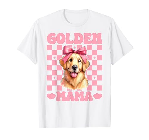 Golden Mama Golden Retriever Mama Hund Muttertag Kokette T-Shirt Golden Mama Golden Retriever Mama Hund Muttertag Kokette T-Shirt von Womens Coquette Bow Golden Retriever Dog Gifts