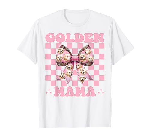 Golden Mama Golden Retriever Mama Hund Muttertag Kokette T-Shirt Golden Mama Golden Retriever Mama Hund Muttertag Kokette T-Shirt von Womens Coquette Bow Golden Retriever Dog Gifts