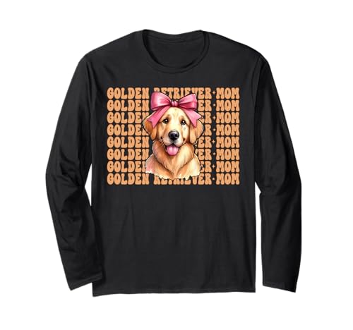 Golden Retriever Mom Mama Hund Muttertag Kokette Schleife Langarmshirt von Womens Coquette Bow Golden Retriever Dog Gifts