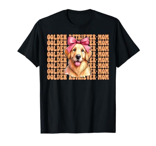 Golden Retriever Mom Mama Hund Muttertag Kokette Schleife T-Shirt Golden Retriever Mom Mama Hund Muttertag Kokette Schleife T-Shirt von Womens Coquette Bow Golden Retriever Dog Gifts