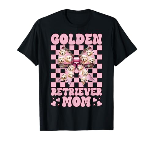 Golden Retriever Mom Mama Hund Muttertag Kokette Schleife T-Shirt Golden Retriever Mom Mama Hund Muttertag Kokette Schleife T-Shirt von Womens Coquette Bow Golden Retriever Dog Gifts