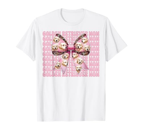 Golden Retriever Mom Mama Hund Muttertag Kokette Schleife T-Shirt Golden Retriever Mom Mama Hund Muttertag Kokette Schleife T-Shirt von Womens Coquette Bow Golden Retriever Dog Gifts