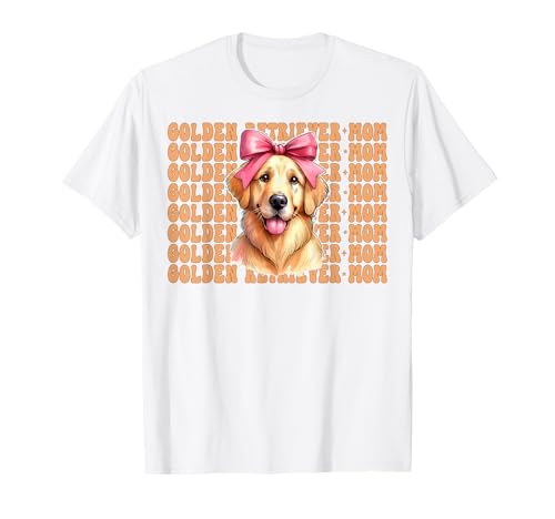 Golden Retriever Mom Mama Hund Muttertag Kokette Schleife T-Shirt Golden Retriever Mom Mama Hund Muttertag Kokette Schleife T-Shirt von Womens Coquette Bow Golden Retriever Dog Gifts