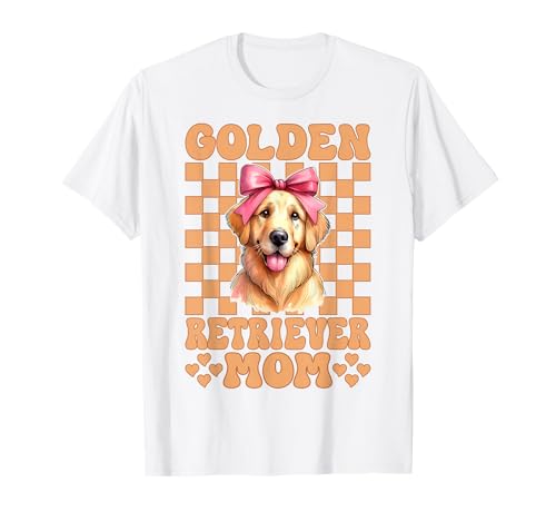Golden Retriever Mom Mama Hund Muttertag Kokette Schleife T-Shirt Golden Retriever Mom Mama Hund Muttertag Kokette Schleife T-Shirt von Womens Coquette Bow Golden Retriever Dog Gifts