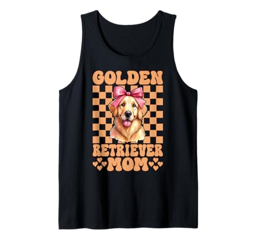 Golden Retriever Mom Mama Hund Muttertag Kokette Schleife Tank Top von Womens Coquette Bow Golden Retriever Dog Gifts