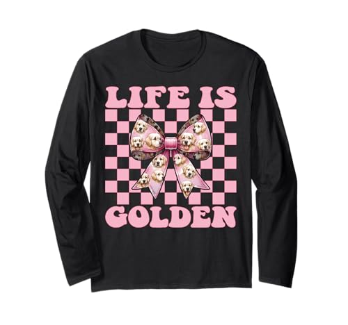 Life is Golden Retriever Hund Mädchen Mama Kokette Schleife Langarmshirt von Womens Coquette Bow Golden Retriever Dog Gifts