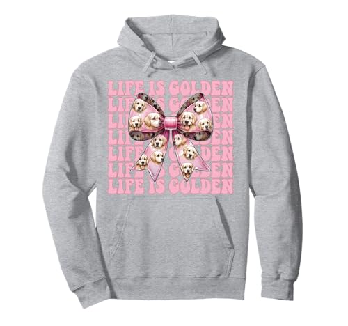 Life is Golden Retriever Hund Mädchen Mama Kokette Schleife Pullover Hoodie von Womens Coquette Bow Golden Retriever Dog Gifts
