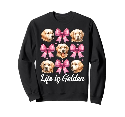 Life is Golden Retriever Hund Mädchen Mama Kokette Schleife Sweatshirt von Womens Coquette Bow Golden Retriever Dog Gifts