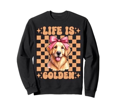 Life is Golden Retriever Hund Mädchen Mama Kokette Schleife Sweatshirt von Womens Coquette Bow Golden Retriever Dog Gifts