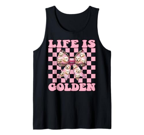 Life is Golden Retriever Hund Mädchen Mama Kokette Schleife Tank Top von Womens Coquette Bow Golden Retriever Dog Gifts