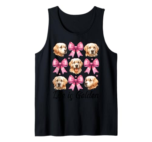 Life is Golden Retriever Hund Mädchen Mama Kokette Schleife Tank Top von Womens Coquette Bow Golden Retriever Dog Gifts