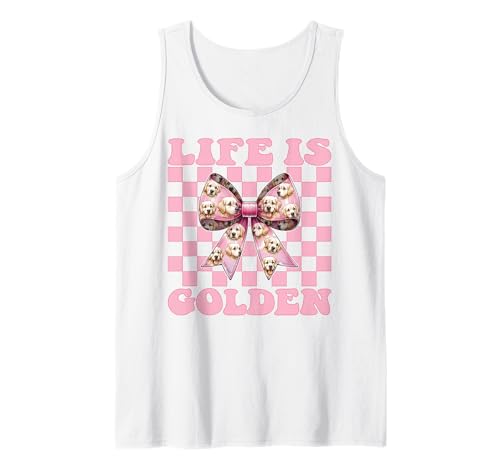 Life is Golden Retriever Hund Mädchen Mama Kokette Schleife Tank Top Life is Golden Retriever Hund Mädchen Mama Kokette Schleife Tank Top von Womens Coquette Bow Golden Retriever Dog Gifts