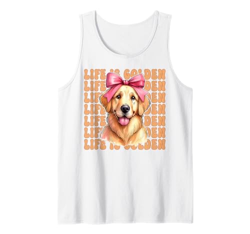 Life is Golden Retriever Hund Mädchen Mama Kokette Schleife Tank Top Life is Golden Retriever Hund Mädchen Mama Kokette Schleife Tank Top von Womens Coquette Bow Golden Retriever Dog Gifts