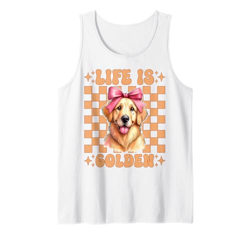 Life is Golden Retriever Hund Mädchen Mama Kokette Schleife Tank Top Life is Golden Retriever Hund Mädchen Mama Kokette Schleife Tank Top von Womens Coquette Bow Golden Retriever Dog Gifts