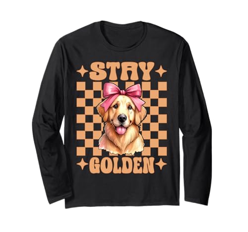 Stay Golden Retriever Hund Mädchen Mama Kokette Schleife Langarmshirt von Womens Coquette Bow Golden Retriever Dog Gifts