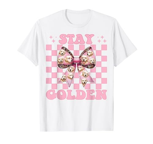 Stay Golden Retriever Hund Mädchen Mama Kokette Schleife T-Shirt Stay Golden Retriever Hund Mädchen Mama Kokette Schleife T-Shirt von Womens Coquette Bow Golden Retriever Dog Gifts