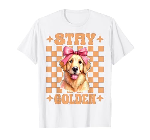 Stay Golden Retriever Hund Mädchen Mama Kokette Schleife T-Shirt Stay Golden Retriever Hund Mädchen Mama Kokette Schleife T-Shirt von Womens Coquette Bow Golden Retriever Dog Gifts