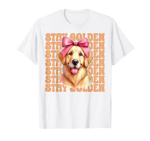Stay Golden Retriever Hund Mädchen Mama Kokette Schleife T-Shirt Stay Golden Retriever Hund Mädchen Mama Kokette Schleife T-Shirt von Womens Coquette Bow Golden Retriever Dog Gifts